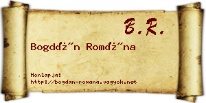 Bogdán Romána névjegykártya